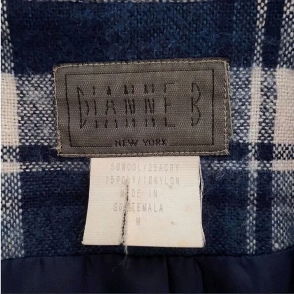 Vintage 90s Wool Blend Blue Plaid Jacket Medium - Picture 14 of 15